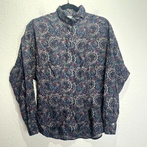 Vintage David Brooks Shirt Womens 8 Multicolor Paisley Rayon Button Front Top